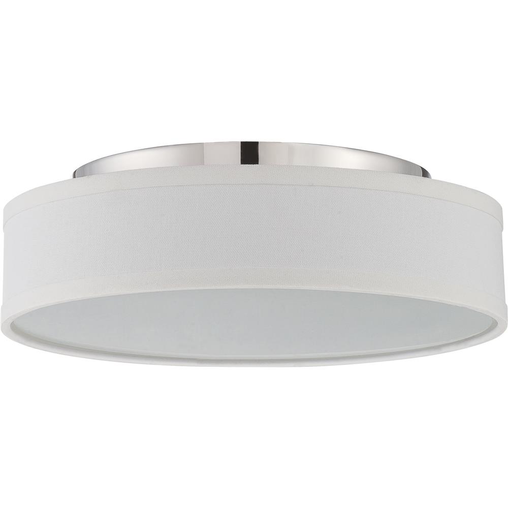 Nuvo Lighting 62/526  Heather - LED Flush Fixture with White Linen Shade in Polished Nickel Finish